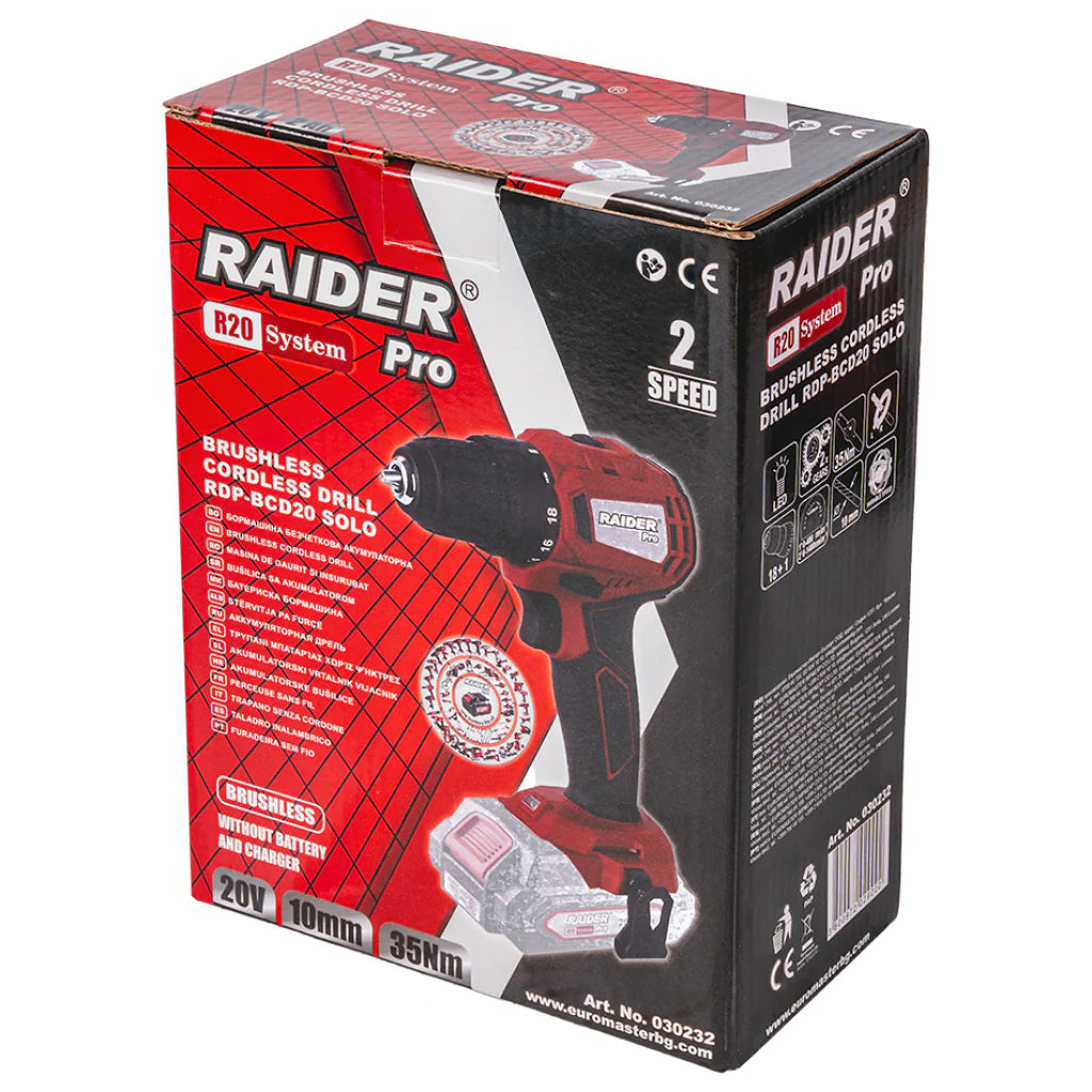 Raider R20 Masina de gaurit si insurubat 20V, SOLO, 35Nm, 10mm, RDP-BCD20