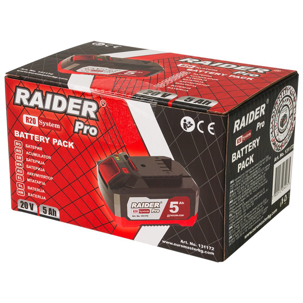R20 Acumulator Li-ion 20V 5Ah compatibil cu intreaga gama Raider R20