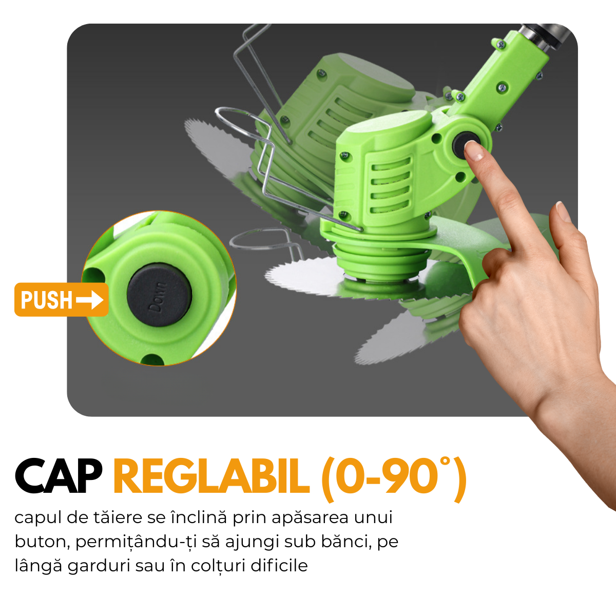 Motocoasa Electrica, Pentru Tuns Gazon, Iarba si Buruieni, 2 Acumulatori, 3 Tipuri de Lame, Extensibila, 18000 RPM