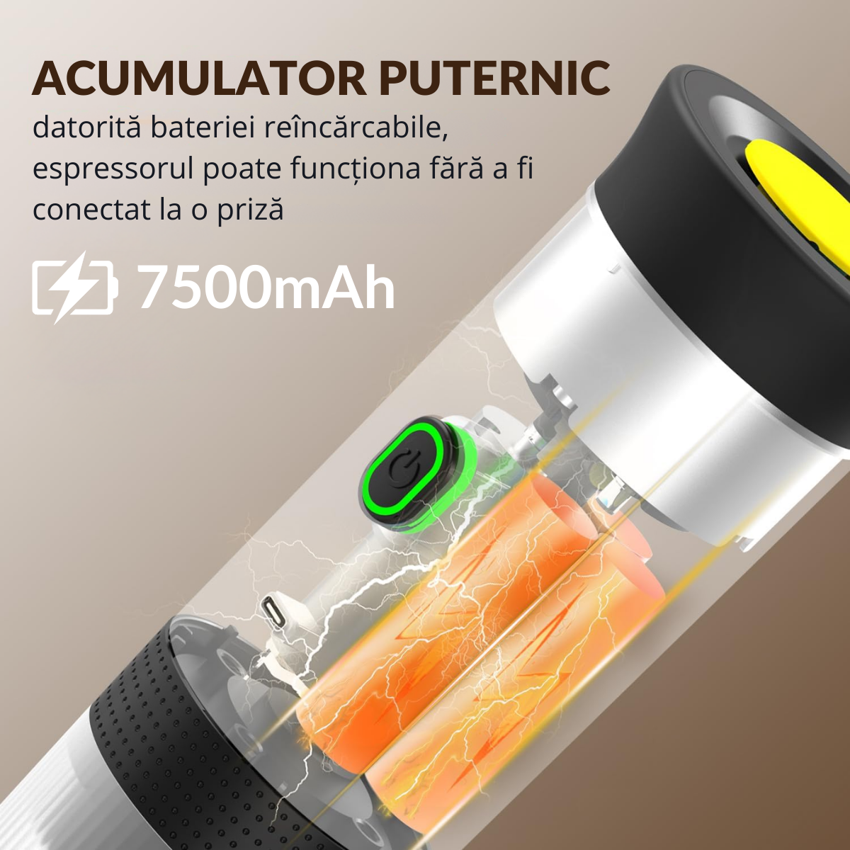 Espressor Portabil 3 in 1, Capsule Nespresso, Nescafe Dolce Gusto, Cafea macinata, 20 bar, 72W, Baterie 7500mAh,  easyCTRL®