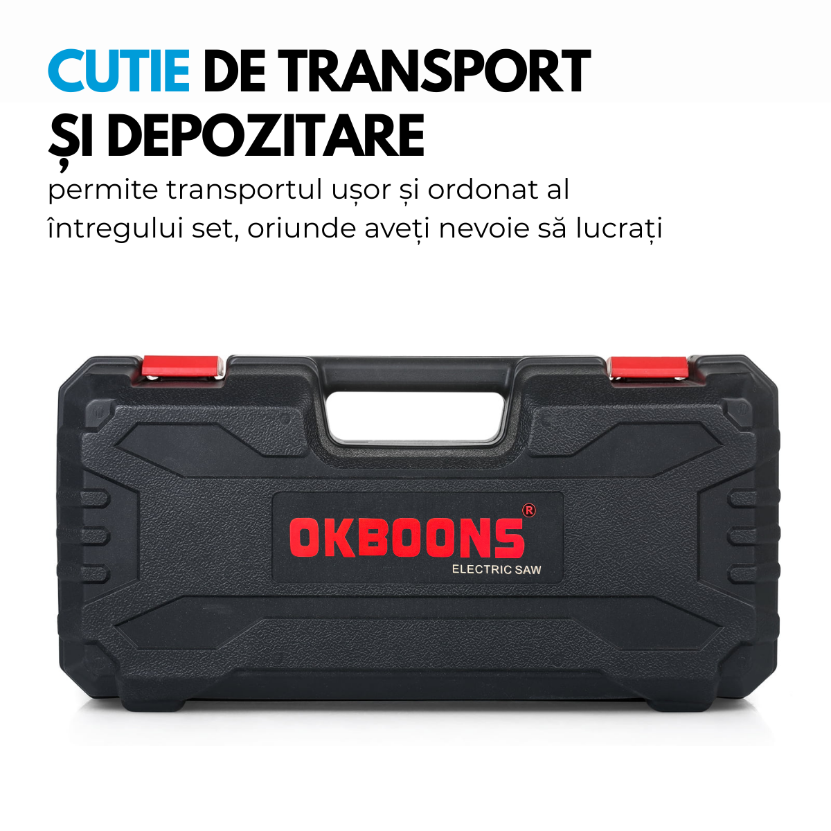 Mini Drujba Electrica Portabila, Fierastrau, 2 Acumulatori, 2 Lanturi, Buton de siguranta, Aparatoare mobila