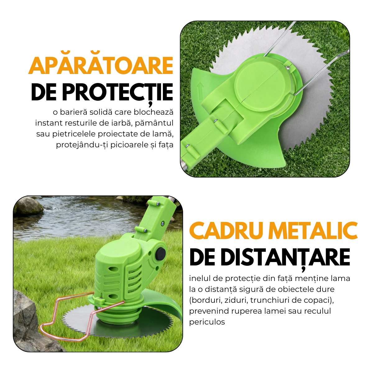 Motocoasa Electrica, Pentru Tuns Gazon, Iarba si Buruieni, 2 Acumulatori, 3 Tipuri de Lame, Extensibila, 18000 RPM