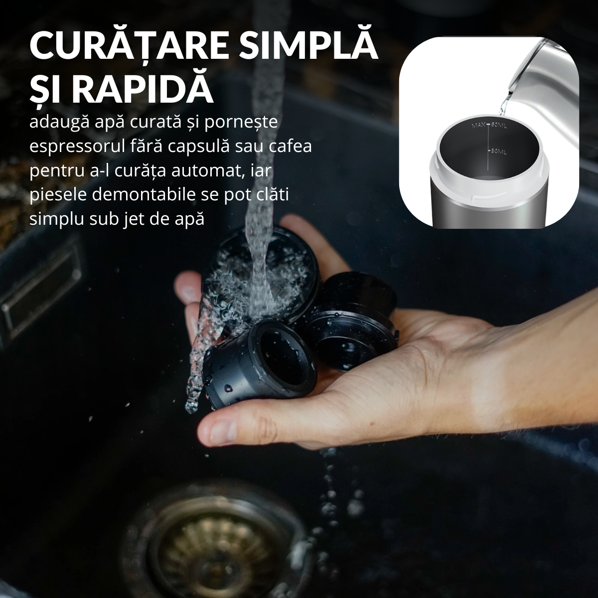 Espressor Portabil 3 in 1, Capsule Nespresso, Nescafe Dolce Gusto, Cafea macinata, 20 bar, 72W, Baterie 7500mAh, Argintiu, easyCTRL®