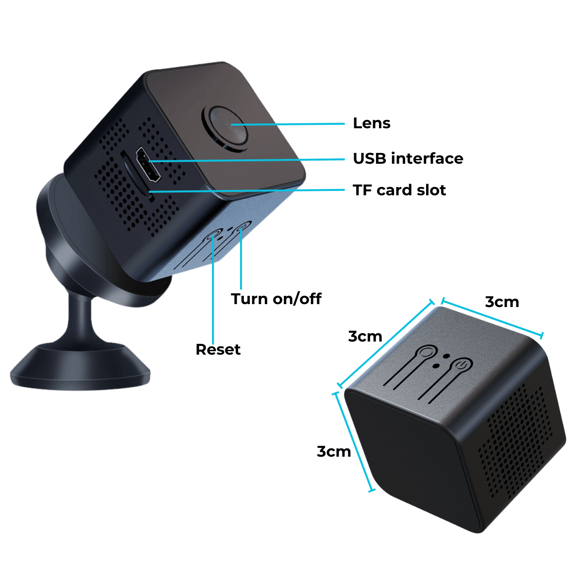 Mini Camera Ascunsa, Wi-Fi, Prindere magnetica, Suport rotativ 360°, Monitorizare video in timp real, Night Vision, Detectare miscare, X1, easyCTRL®
