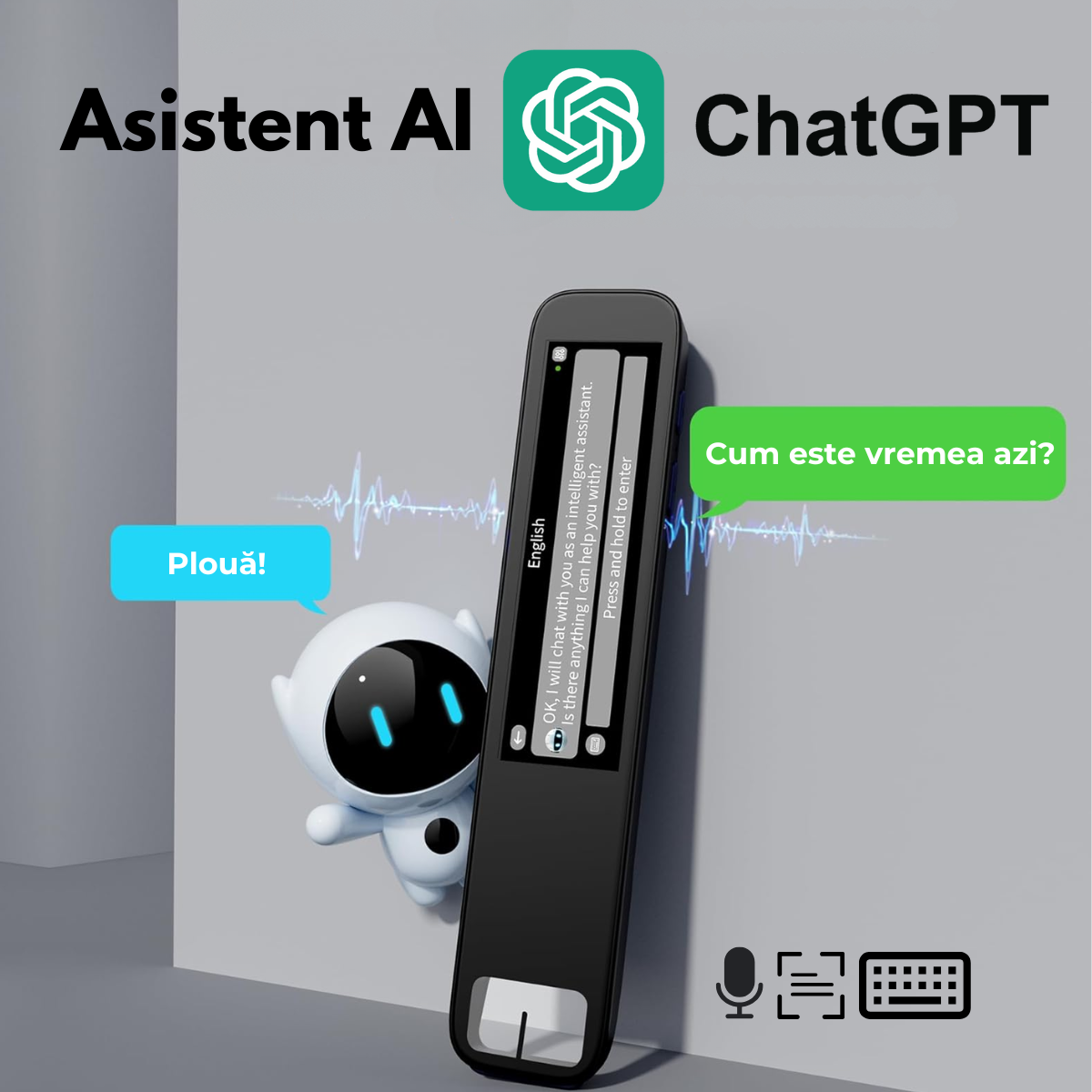 Traducator Inteligent cu ChatGPT, Wi-Fi, Bluetooth, 134+ Limbi, 8GB, Traducere vocala, Camera Foto, Scanare OCR, Reportofon, Dictionar, Calculator, GP1, easyCTRL®