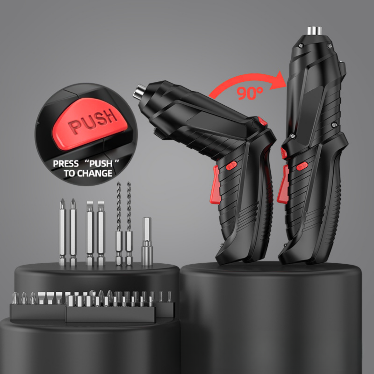 Surubelnita Electrica fara fir, Cutie cu 47 accesorii, Acumulator 3.6V 1800mAh, 250 RPM, Cuplu 3 Nm, Iluminare LED