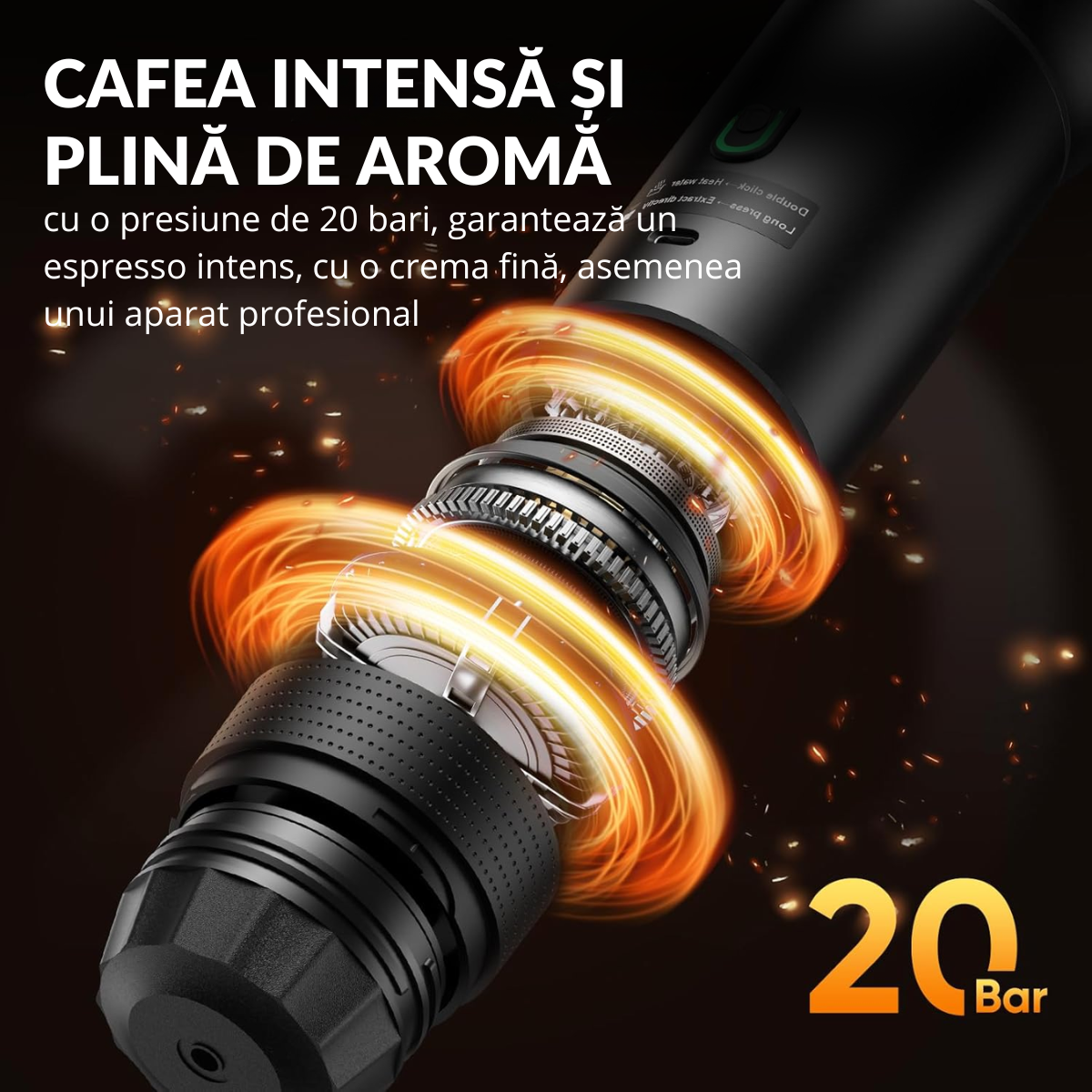 Espressor Portabil 3 in 1, Capsule Nespresso, Nescafe Dolce Gusto, Cafea macinata, 20 bar, 72W, Baterie 7500mAh,  easyCTRL®