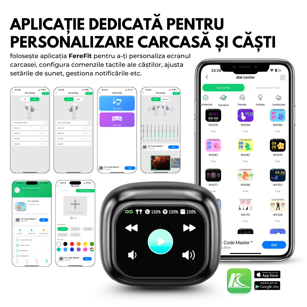 Casti cu Traducator pentru Conversatii in timp real, 144 Limbi, Traducere Foto, Carcasa incarcare cu Touch Screen, Bluetooth 5.4, Control tactil, T7, Negru, easyCTRL®