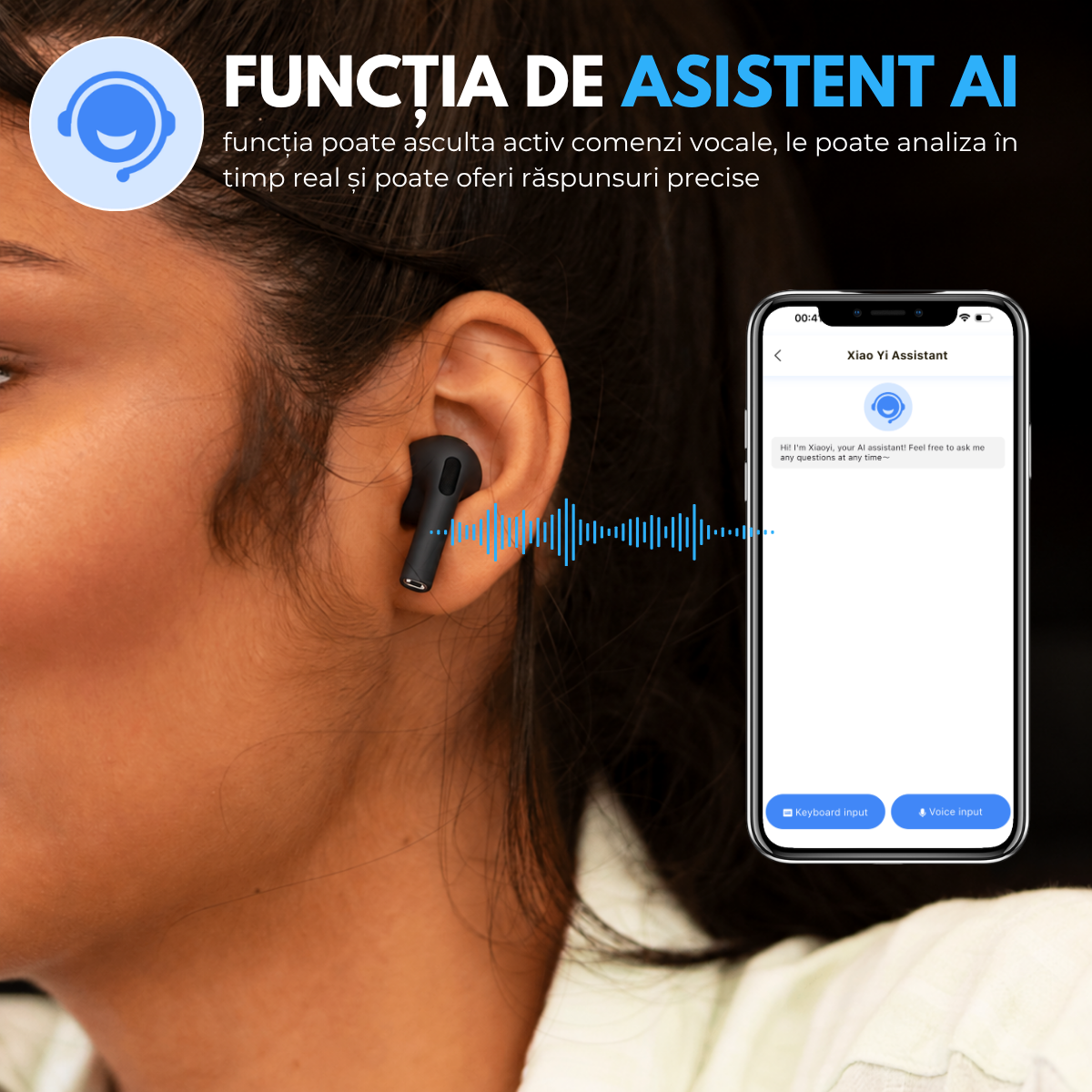 Casti cu Traducator A9 Pro, 151 Limbi Straine, Dialecte, Carcasa incarcare cu Touch Screen, Control tactil, A9pro, Negru, easyCTRL®