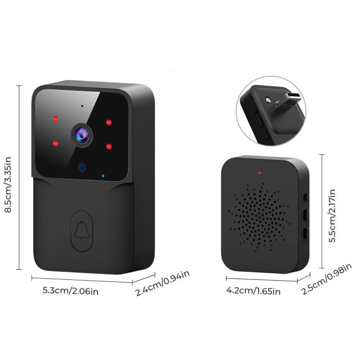 Sonerie Video Inteligenta, Fara Fir Wireless, Comunicare bidirectionala, Control de la distanta prin Aplicatie, Sonerie interior, Baterie Reincarcabila, 75°, Night Vision, easyCTRL®