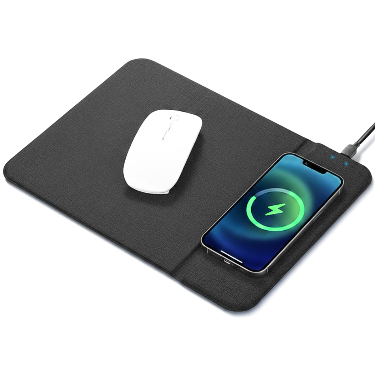 Mousepad cu Incarcator Wireless Pliabil, 2 in 1, 15W, Magsafe, Compatibil iPhone, Samsung, Huawei, Xiaomi, USB-C, Negru