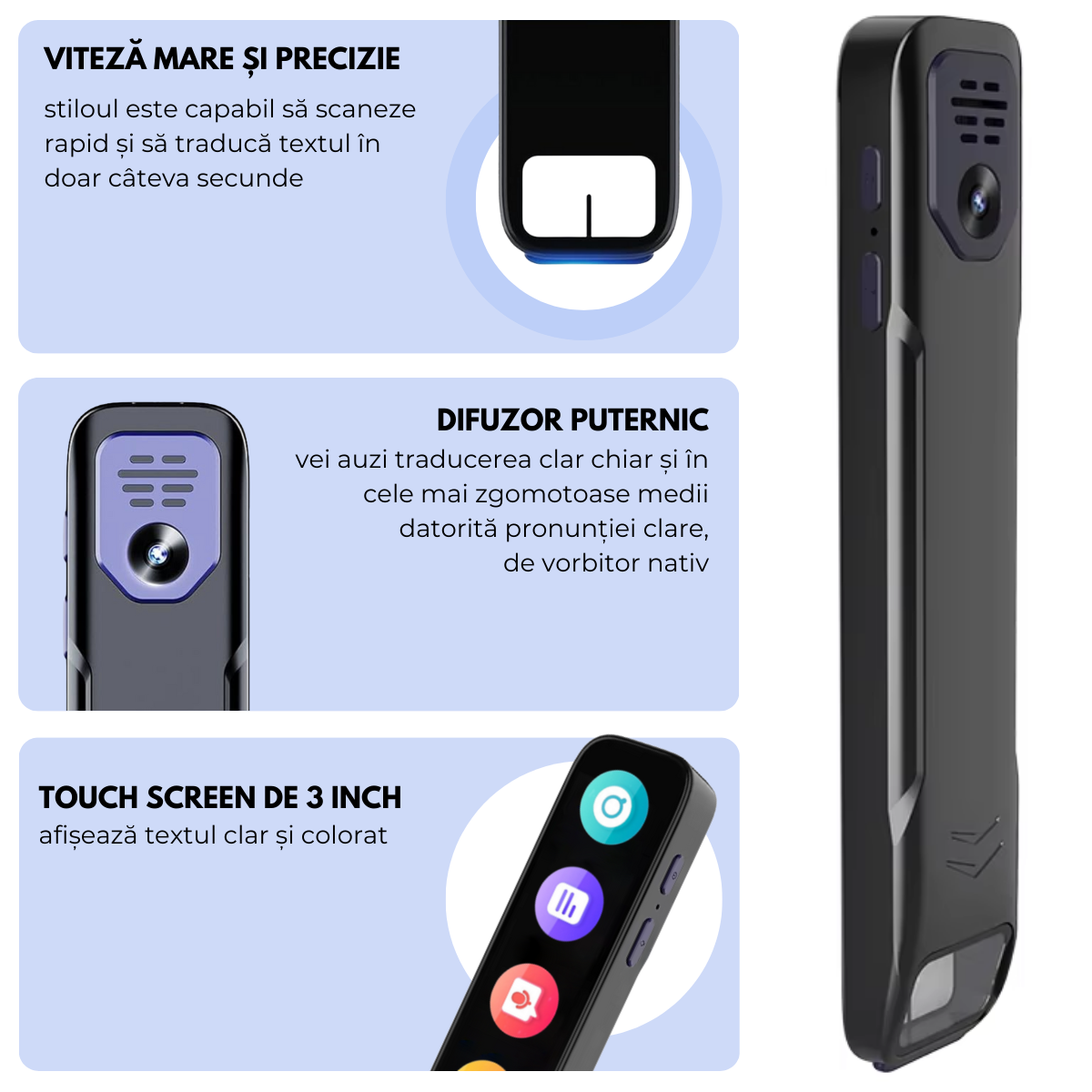 Traducator Inteligent cu ChatGPT, Wi-Fi, Bluetooth, 134+ Limbi, 8GB, Traducere vocala, Camera Foto, Scanare OCR, Reportofon, Dictionar, Calculator, GP1, easyCTRL®