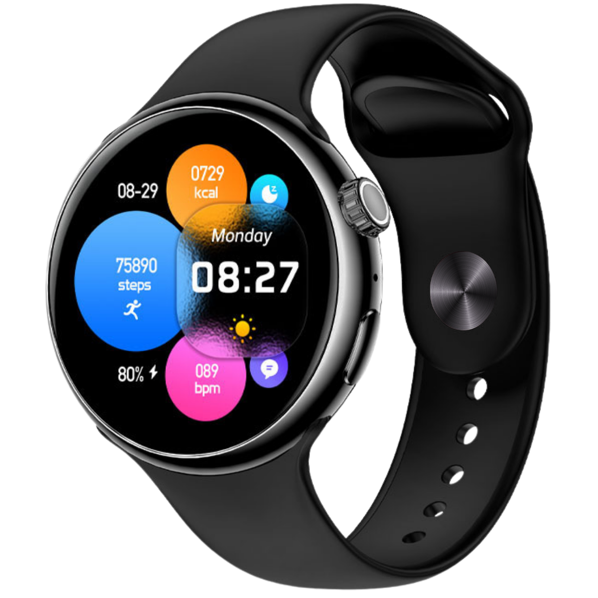 Ceas smartwatch de dama, Ecran Tactil LCD 1.46", Control prin Gesturi, Apel Bluetooth, Multi Sport, Monitorizare Sanatate, Negru, easyCTRL®