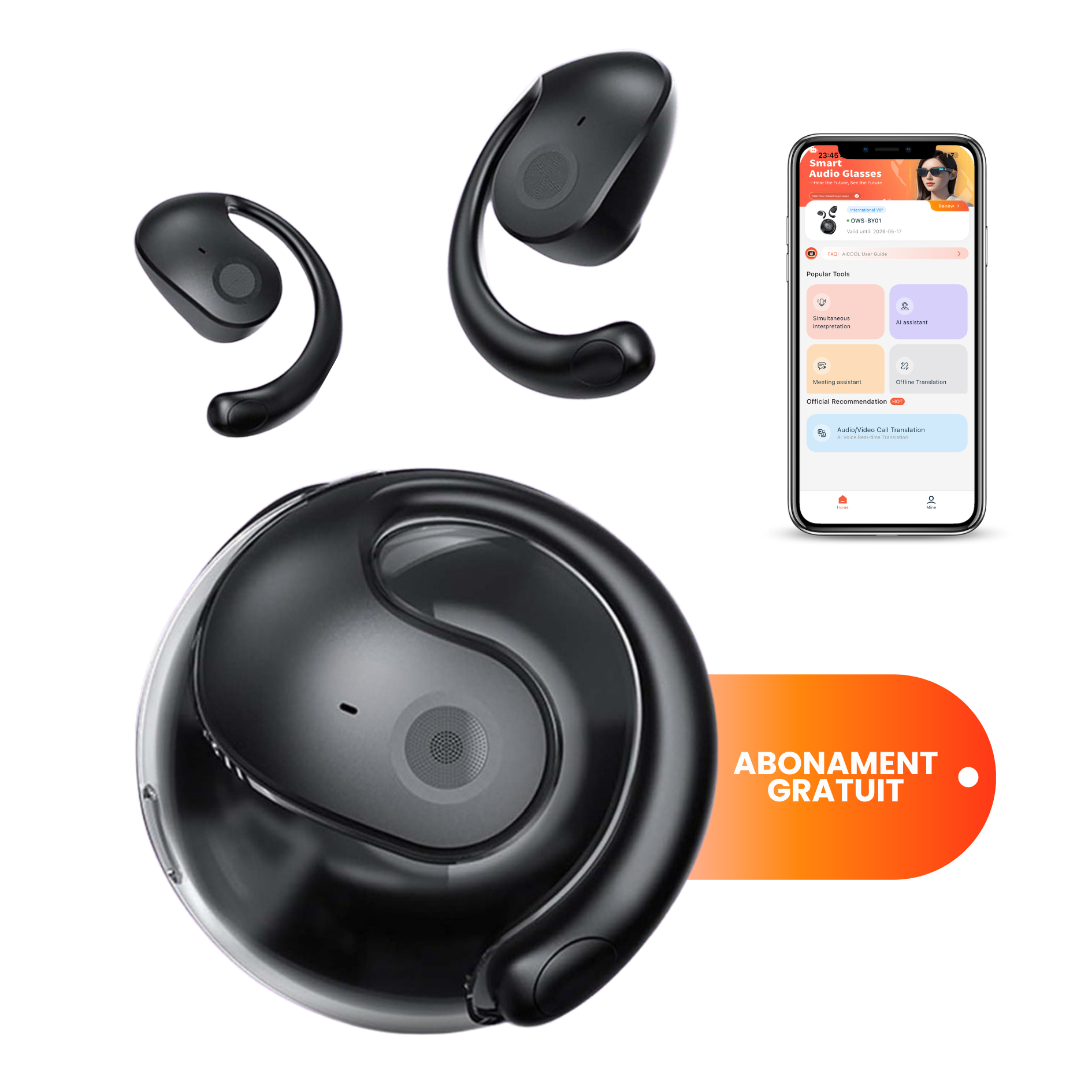 Casti cu Traducator pentru Conversatii in timp real, 144 Limbi, Dialecte, Bluetooth 5.4, Control tactil, easyCTRL®