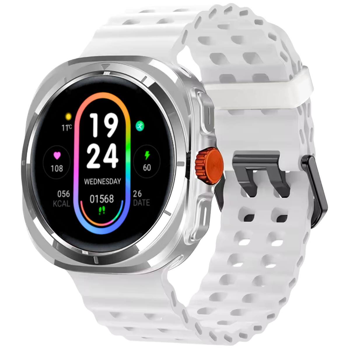 Ceas smartwatch de barbati, Ecran Tactil LCD 1.52", Apel Bluetooth, Multi Sport, Monitorizare Sanatate, Alb, easyCTRL®