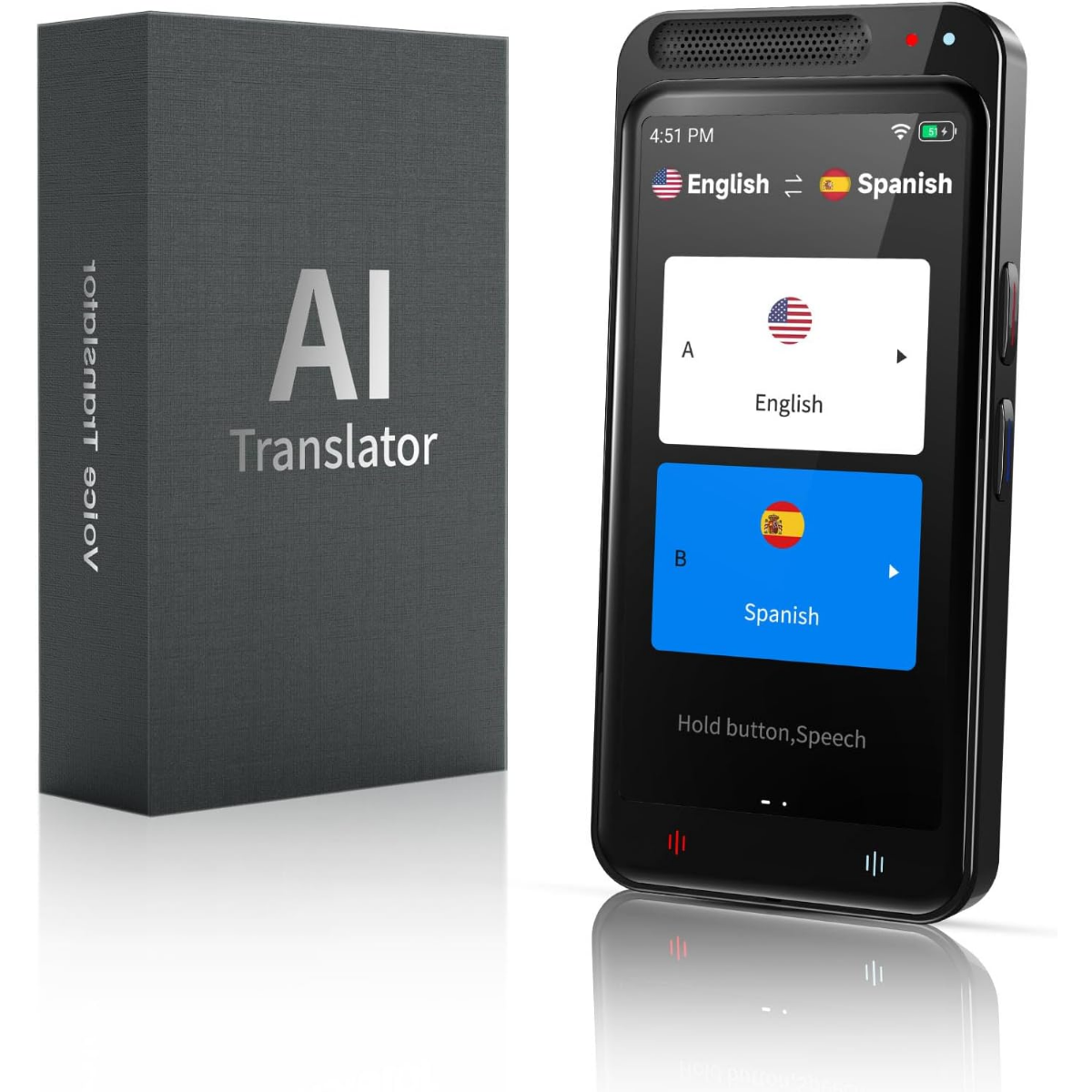 Traducator Inteligent M3 Pro, Asistent AI, Bluetooth, 139+ Limbi, Traducere Vocala, Traducere Foto, Traducere Inregistrari, Ecran tactil 4.1 inch, Schimb Valutar, 8GB, easyCTRL®