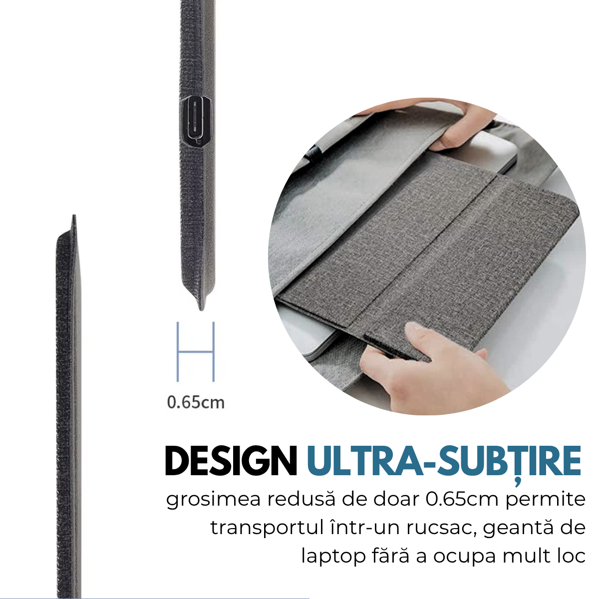 Mousepad cu Incarcator Wireless Pliabil, 2 in 1, 15W, Magsafe, Compatibil iPhone, Samsung, Huawei, Xiaomi, USB-C, Negru