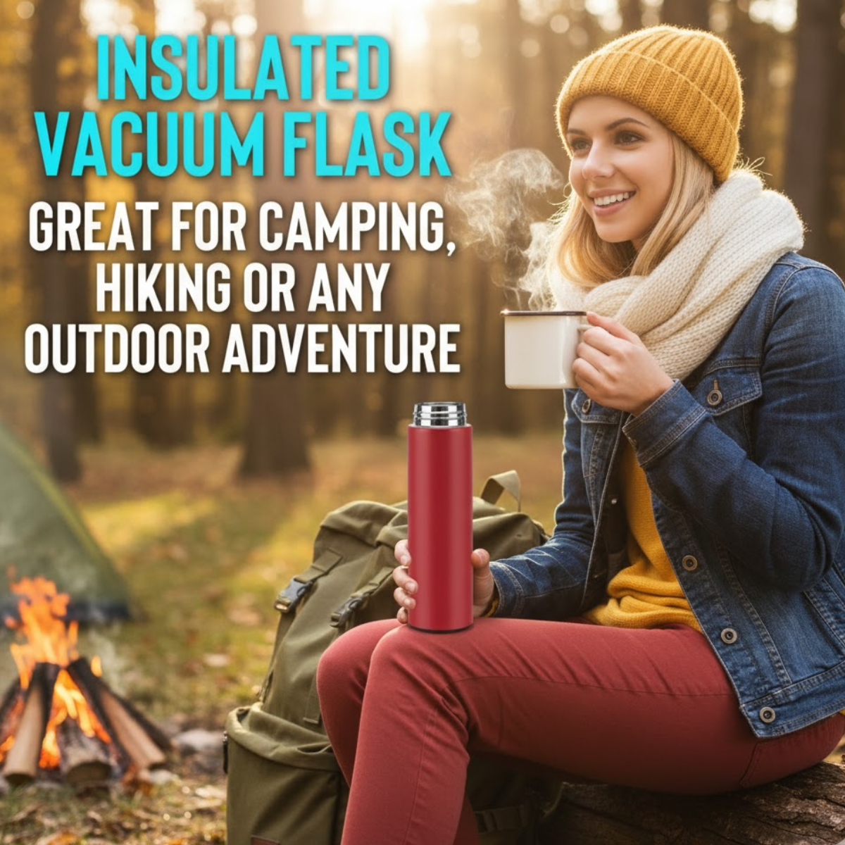 Termos Inteligent cu Afisaj LED Temperatura, Senzor Touchscreen, Infuzor de ceai, 500ml, Otel Inoxidabil, Rosu, easyCTRL®