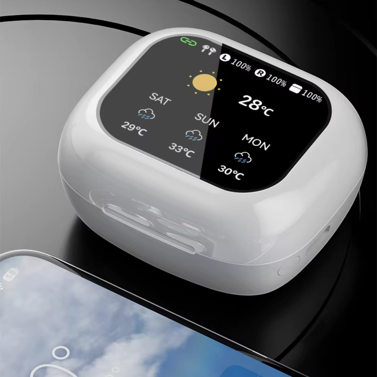 Casti cu Traducator pentru Conversatii in timp real, 144 Limbi, Traducere Foto, Carcasa incarcare cu Touch Screen, Bluetooth 5.4, Control tactil, T7, Alb, easyCTRL®
