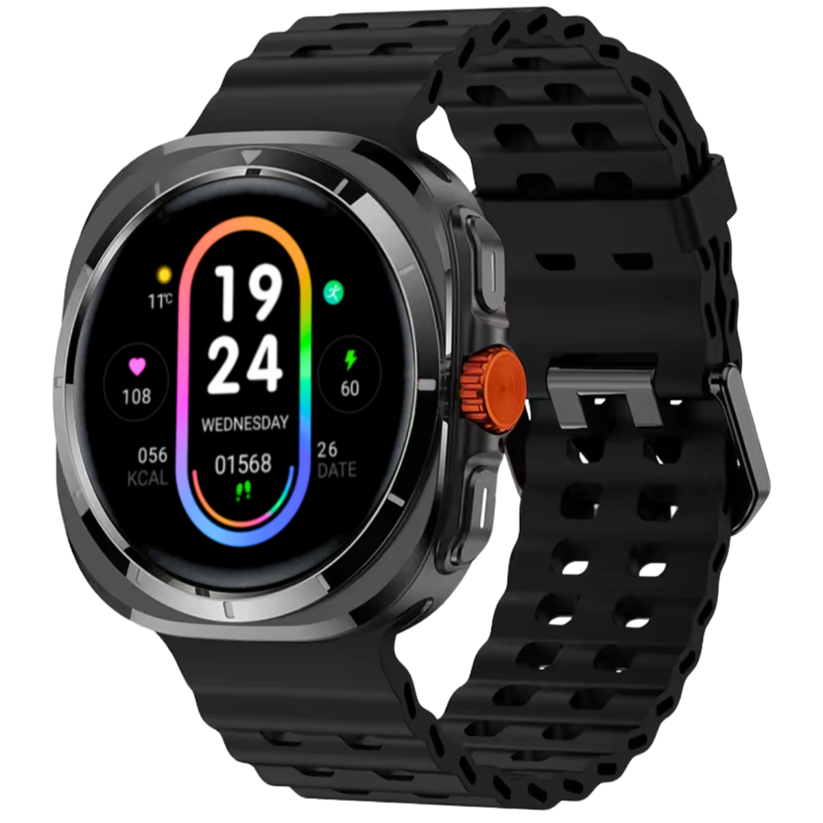 Ceas smartwatch de barbati, Ecran Tactil LCD 1.52", Apel Bluetooth, Multi Sport, Monitorizare Sanatate, Negru, easyCTRL®