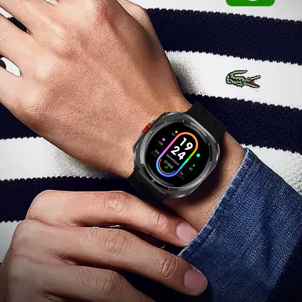 Ceas smartwatch de barbati, Ecran Tactil LCD 1.52", Apel Bluetooth, Multi Sport, Monitorizare Sanatate, Negru, easyCTRL®