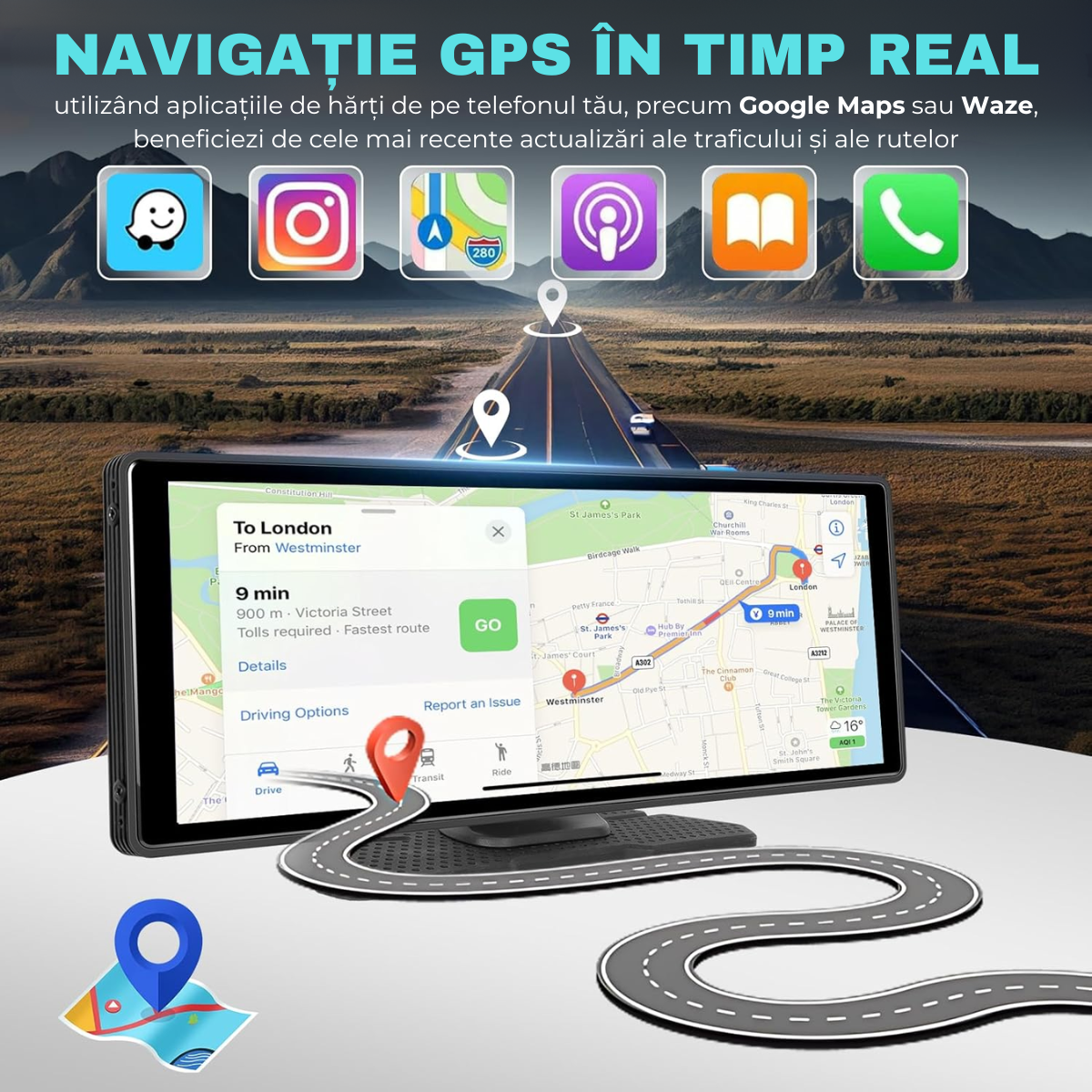 Autós navigáció Android / Apple CarPlay, Multimédia, Univerzális, Állítható elülső kamera 4K, Érintőképernyő 10,26", tolatókamera, Mirrorcast, BT, FM, AUX, Osztott képernyő, easyCTRL®