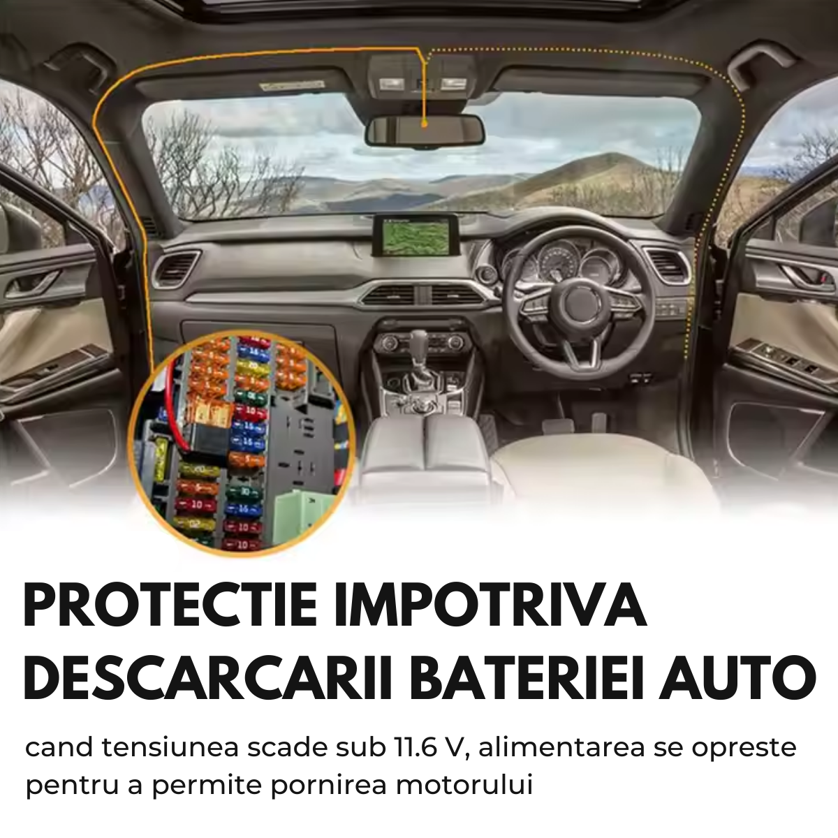 Kit Alimentare Continua Camera Auto la Bateria masinii, 12-30V la USB-C 5V/3A, Lungime cablu 2.5m, Protectie descarcare baterie