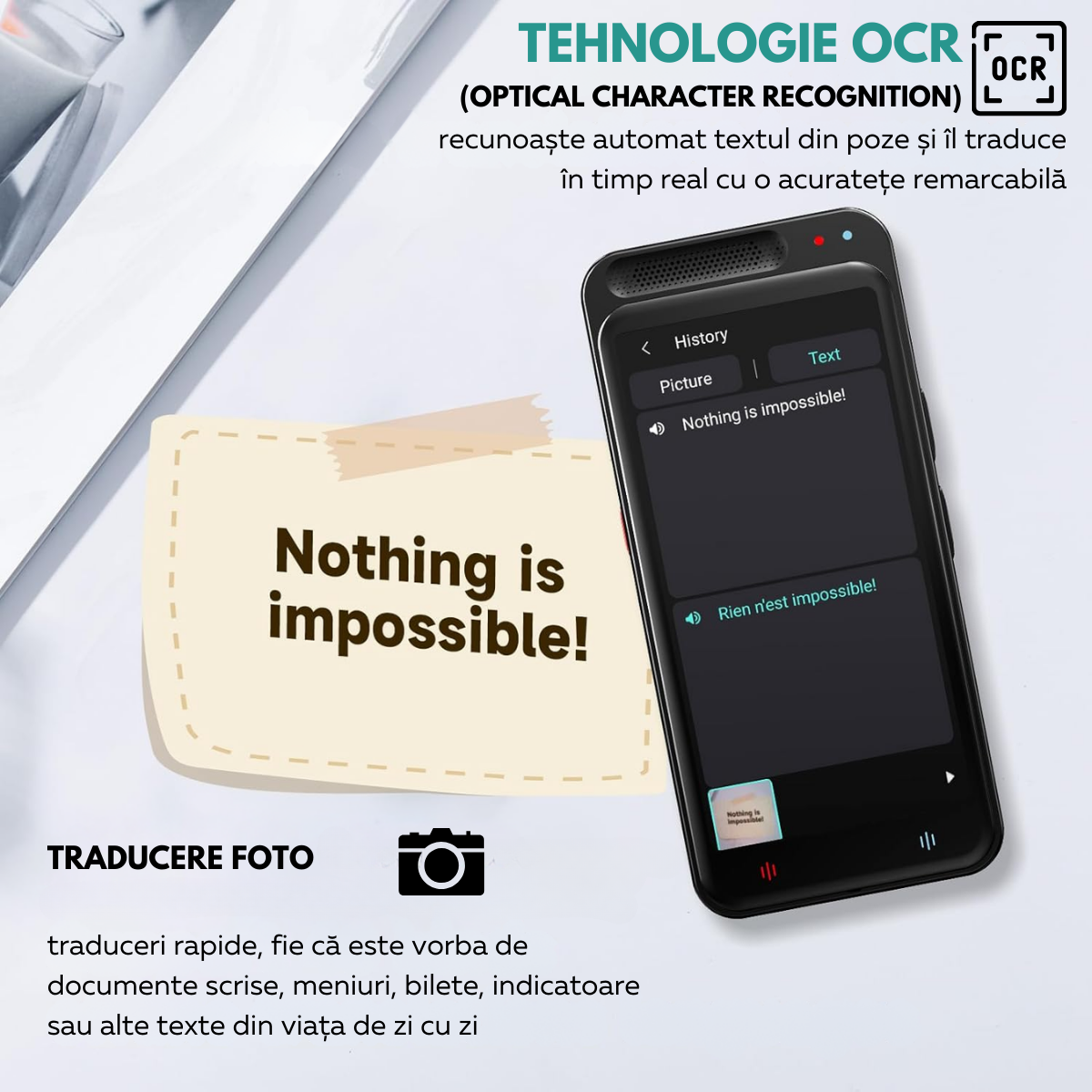 Traducator Inteligent M3 Pro, Asistent AI, Bluetooth, 139+ Limbi, Traducere Vocala, Traducere Foto, Traducere Inregistrari, Ecran tactil 4.1 inch, Schimb Valutar, 8GB, easyCTRL®