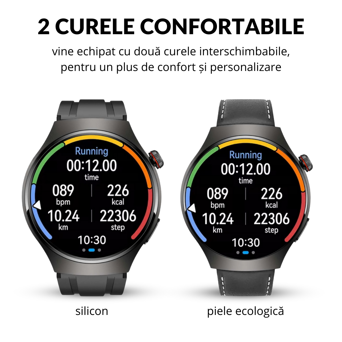 Set Smartwatch Barbati + Casti Wireless, Ecran LCD 1.52", Control Tactil, Apel Bluetooth, Multi Sport, Monitorizare Sanatate, Negru, easyCTRL®