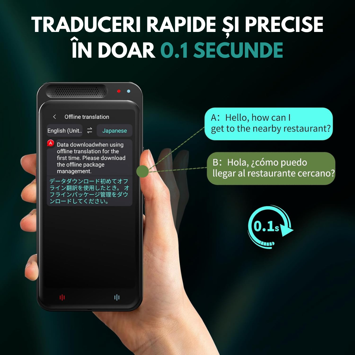 Traducator Inteligent M3 Pro, Asistent AI, Bluetooth, 139+ Limbi, Traducere Vocala, Traducere Foto, Traducere Inregistrari, Ecran tactil 4.1 inch, Schimb Valutar, 8GB, easyCTRL®