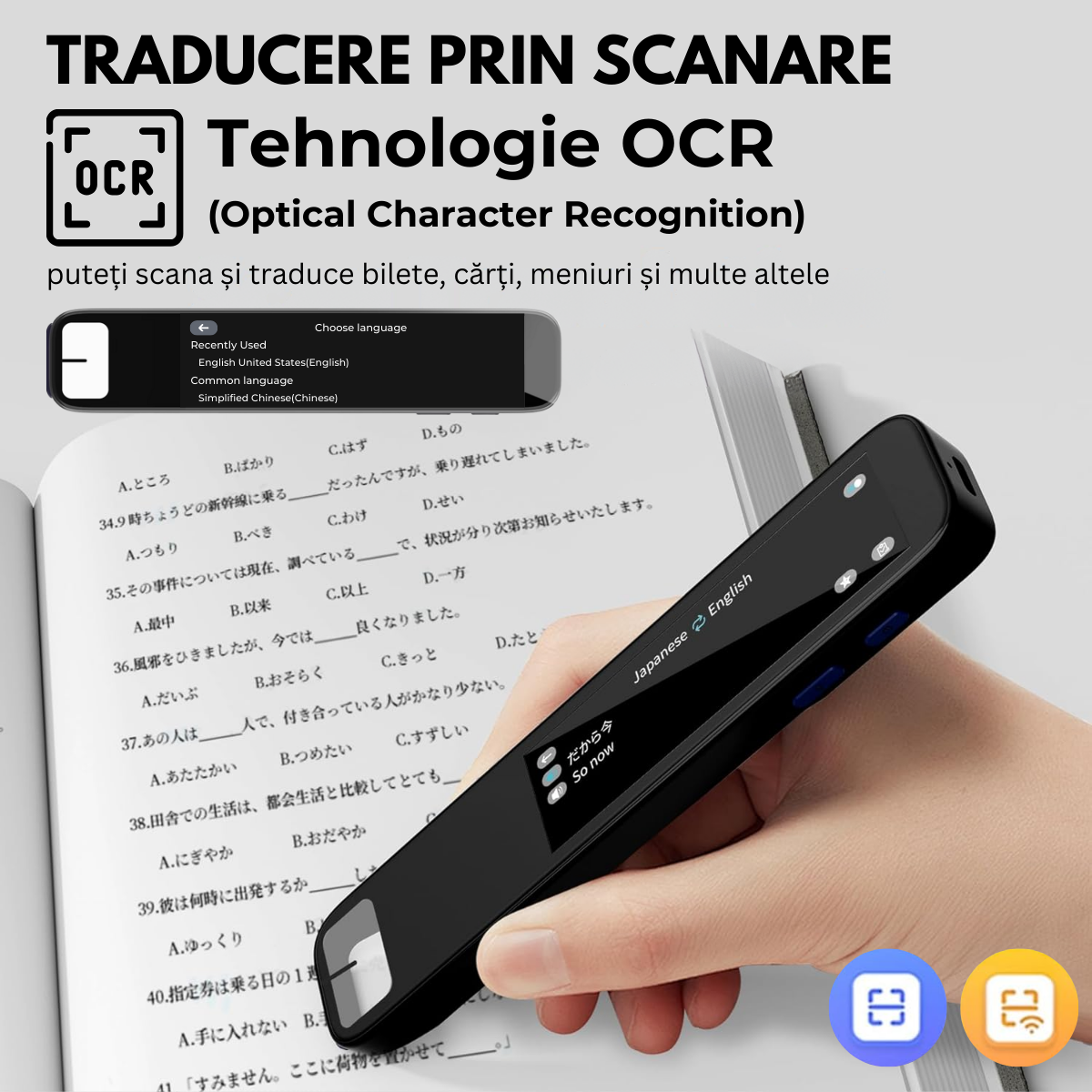 Traducator Inteligent cu ChatGPT, Wi-Fi, Bluetooth, 134+ Limbi, 8GB, Traducere vocala, Camera Foto, Scanare OCR, Reportofon, Dictionar, Calculator, GP1, easyCTRL®