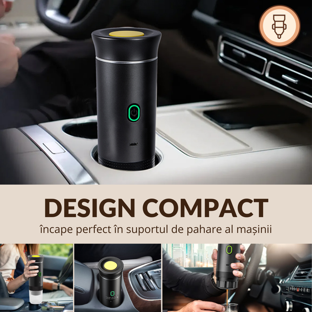 Espressor Portabil 3 in 1, Capsule Nespresso, Nescafe Dolce Gusto, Cafea macinata, 20 bar, 72W, Baterie 7500mAh,  easyCTRL®