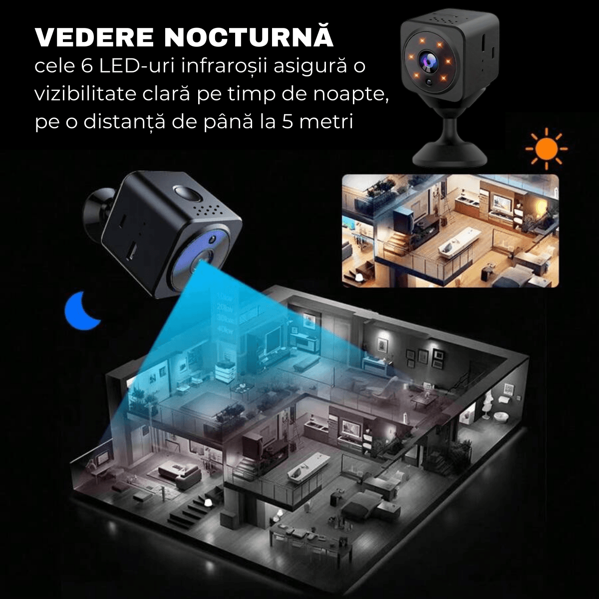 Mini Camera Ascunsa, Wi-Fi, Prindere magnetica, Suport rotativ 360°, Monitorizare video in timp real, Night Vision, Detectare miscare, AS02, easyCTRL®