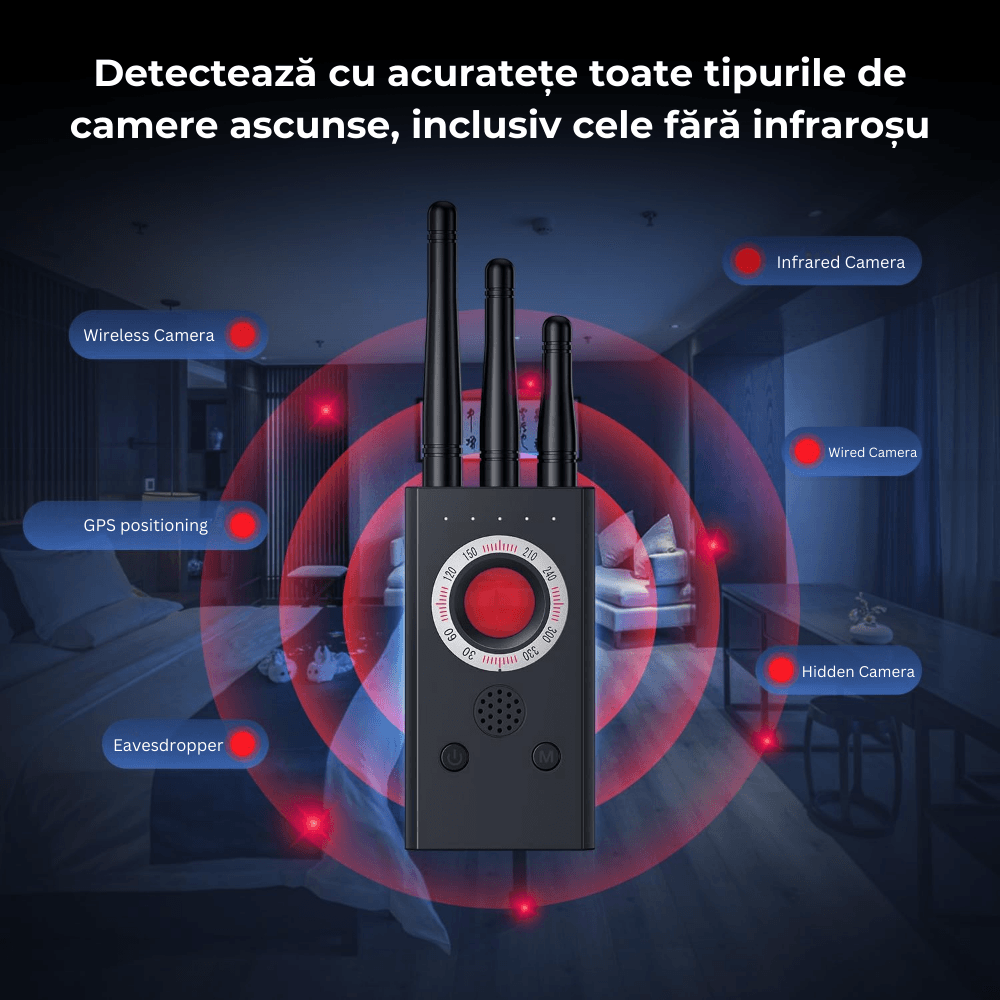 Detector Camere ascunse, Microfoane, GPS Tracker, Reportofoane, easyCTRL®, T16