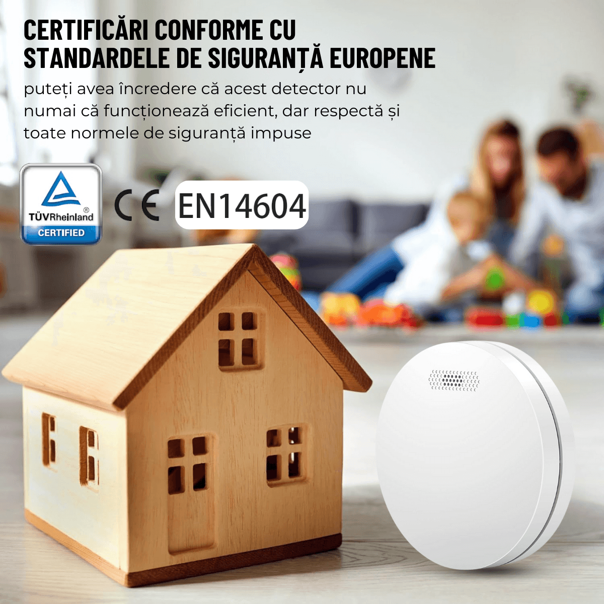 Detector de Fum, Avertizare Sonora si Luminoasa, Durata Viata Baterie 10 Ani, 85dB, easyCTRL®