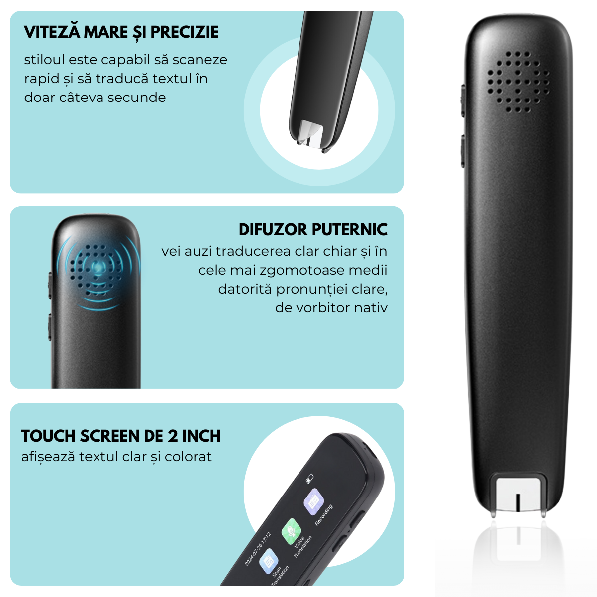 Traducator Inteligent M2 Pro, Ecran Tactil, Traducere vocala, Traducere prin Scanare OCR, Reportofon, Dictionar, 112 Limbi, easyCTRL®