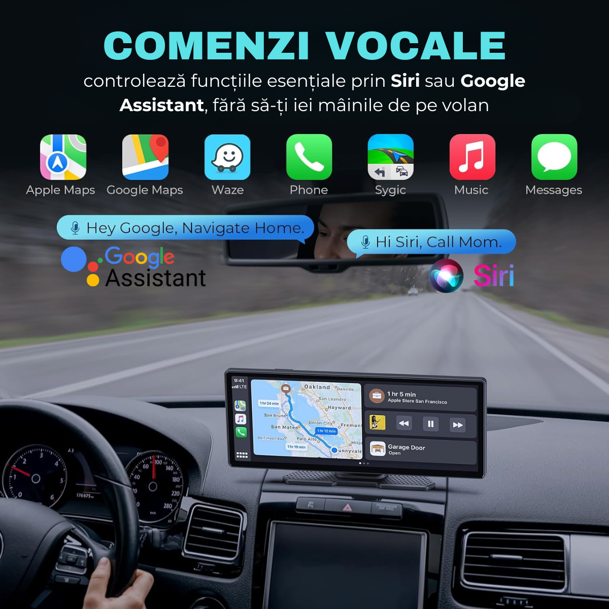 Autós navigáció Android / Apple CarPlay, Multimédia, Univerzális, Állítható elülső kamera 4K, Érintőképernyő 10,26", tolatókamera, Mirrorcast, BT, FM, AUX, Osztott képernyő, easyCTRL®