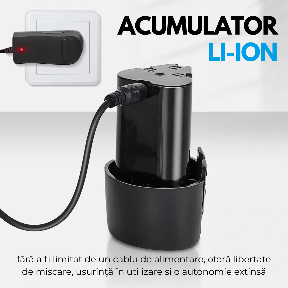 Flex si Polizor Cu Baterie, 19500 rpm, 2 discuri 76mm, Albastru/Negru