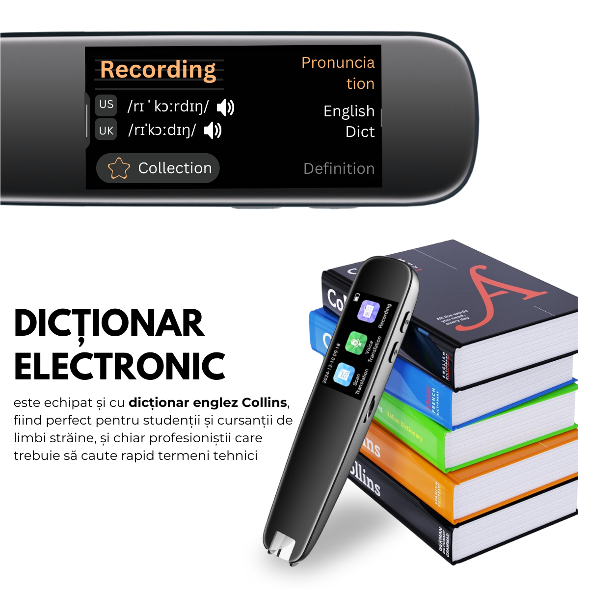 Traducator Inteligent M2 Pro, Ecran Tactil, Traducere vocala, Traducere prin Scanare OCR, Reportofon, Dictionar, 112 Limbi, easyCTRL®