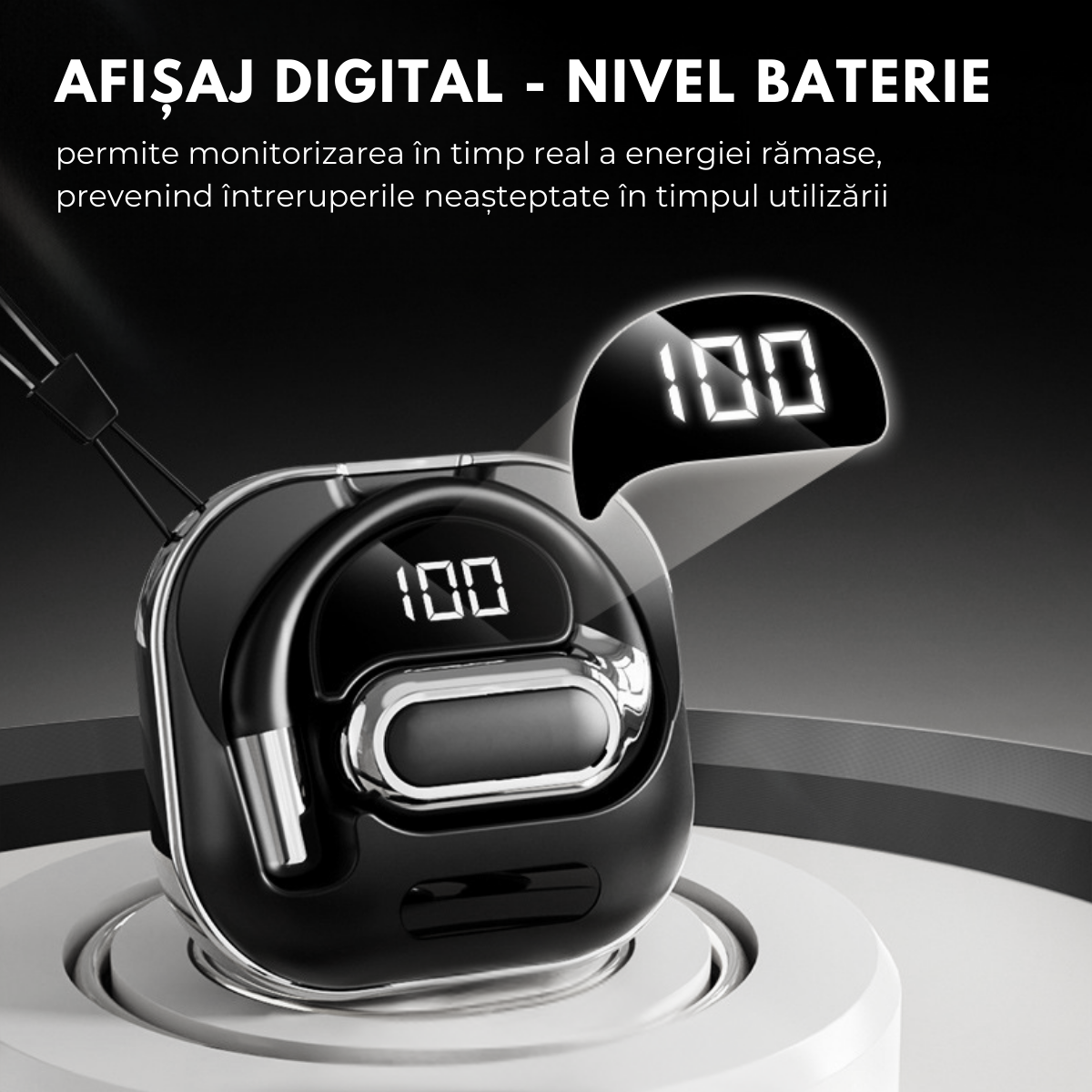 Fejhallgató fordítóval valós idejű beszélgetésekhez, nyitott fül, 144 nyelv, fényképfordítás, Bluetooth 5.4, érintésvezérlés, töltőtok, V80, fekete