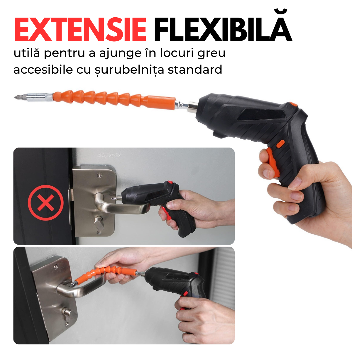 Surubelnita Electrica fara fir, Cutie cu 47 accesorii, Acumulator 3.6V 1800mAh, 250 RPM, Cuplu 3 Nm, Iluminare LED