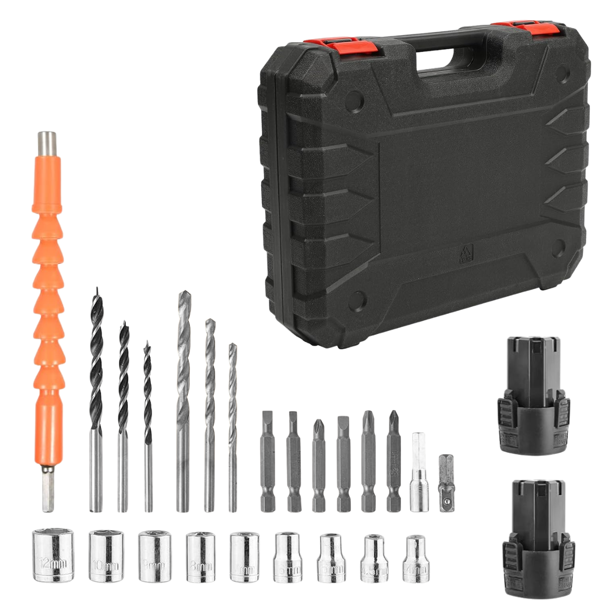 Masina de gaurit si insurubat, Bormasina cu percutie, Cutie cu 25 accesorii, 2 Acumulatori 48V, 2 trepte 350/1350 RPM, Cuplu 32 Nm, Mandrina 10mm