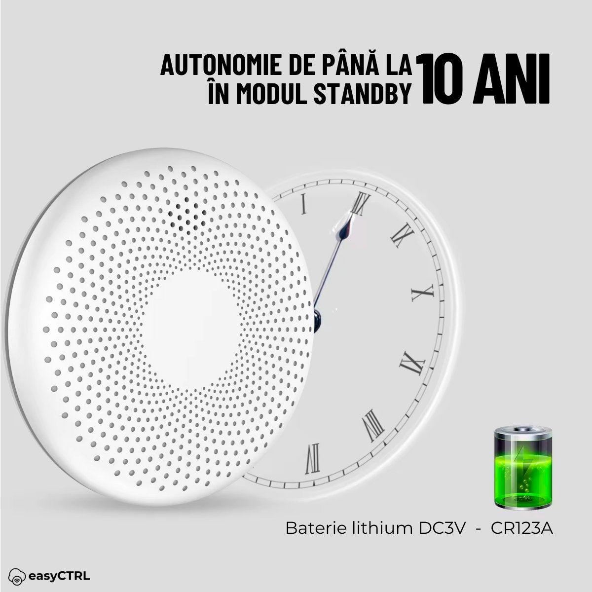 Detector inteligent 2 in 1 de fum si monoxid de carbon, WiFI, Smart Life Tuya avertizare sonora baterie 10 ani 85dB easyCTRL