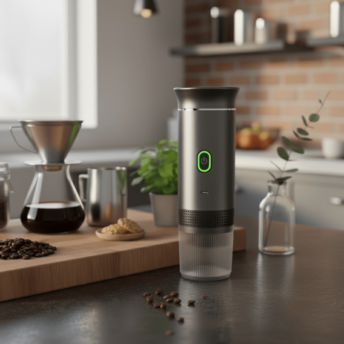 Espressor Portabil 3 in 1, Capsule Nespresso, Nescafe Dolce Gusto, Cafea macinata, 20 bar, 72W, Baterie 7500mAh, Argintiu, easyCTRL®smarrt.roespressoreasyCTRL