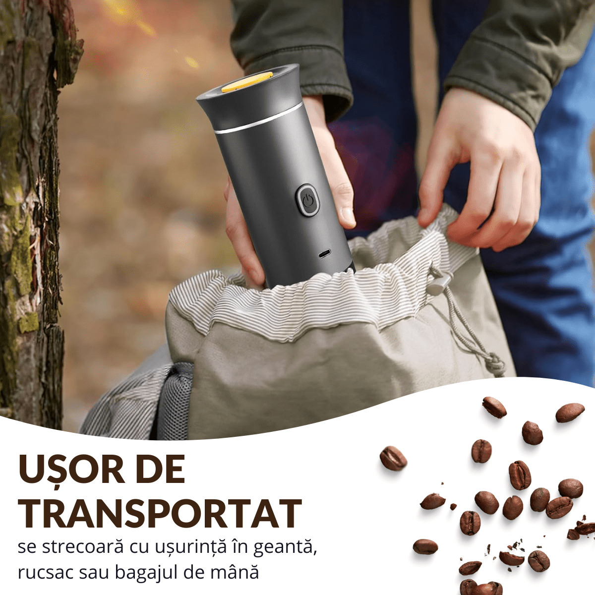 Espressor Portabil 3 in 1, Capsule Nespresso, Nescafe Dolce Gusto, Cafea macinata, 20 bar, 72W, Baterie 7500mAh, Argintiu, easyCTRL®smarrt.roespressoreasyCTRL