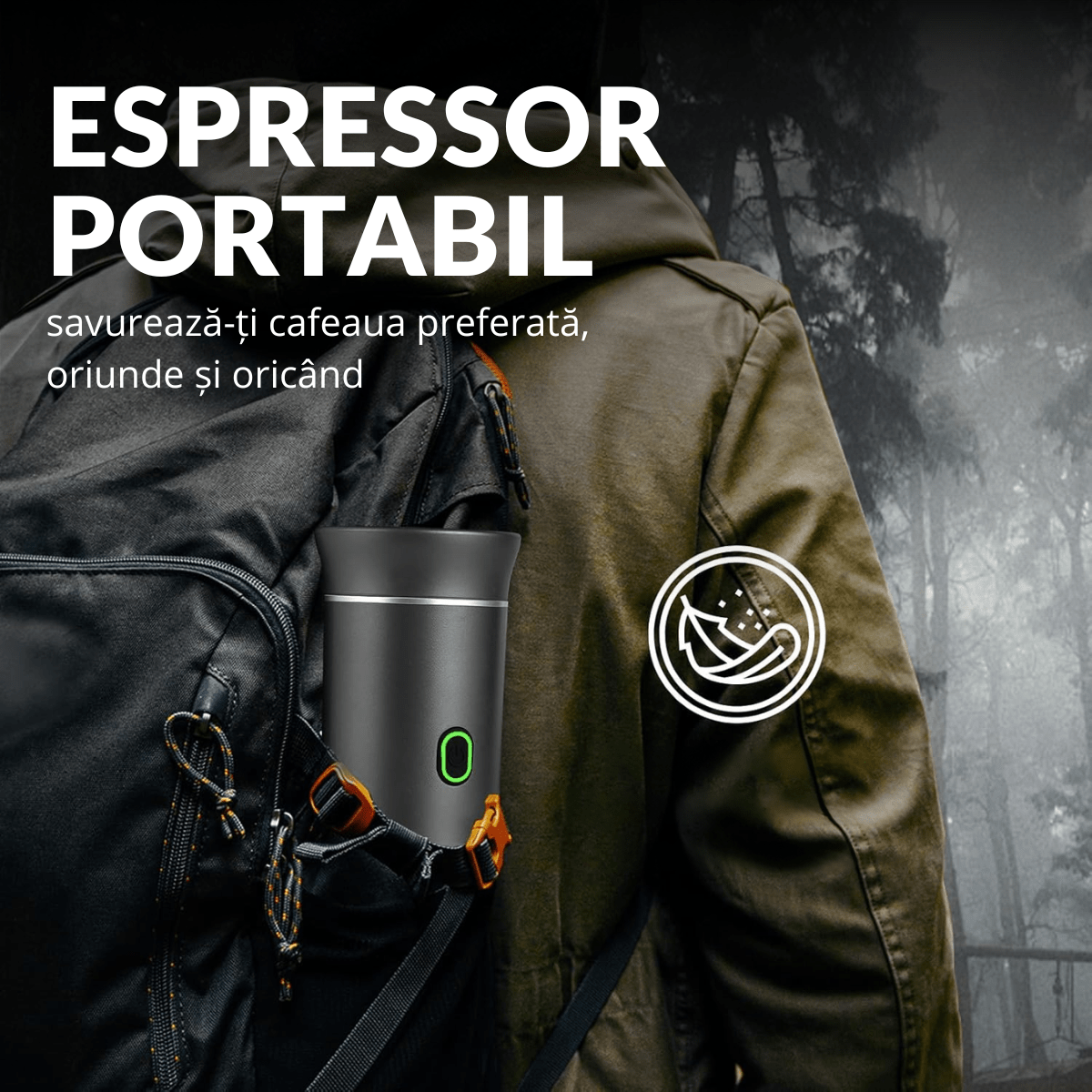 Espressor Portabil 3 in 1, Capsule Nespresso, Nescafe Dolce Gusto, Cafea macinata, 20 bar, 72W, Baterie 7500mAh, Argintiu, easyCTRL®smarrt.roespressoreasyCTRL