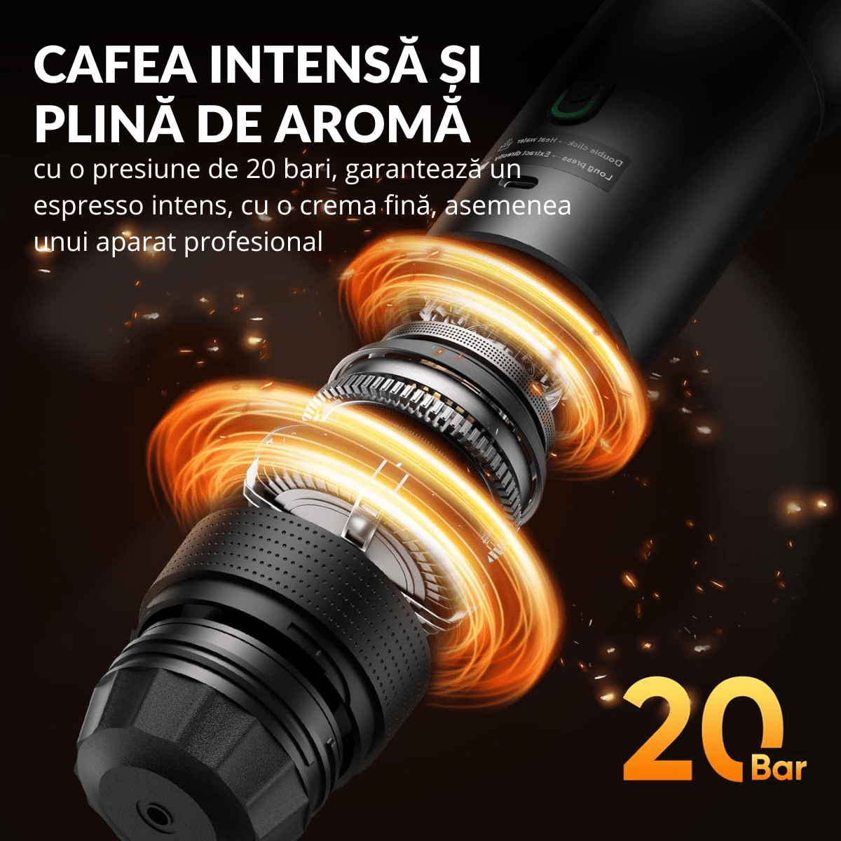 Espressor Portabil 3 in 1, Capsule Nespresso, Nescafe Dolce Gusto, Cafea macinata, 20 bar, 72W, Baterie 7500mAh, easyCTRL®smarrt.roespressoreasyCTRL