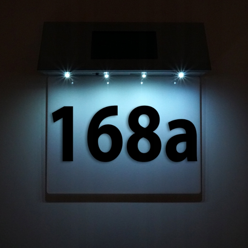 Lampa Solara cu Numar de Casa, Senzor Crepuscular, Lumina Rece