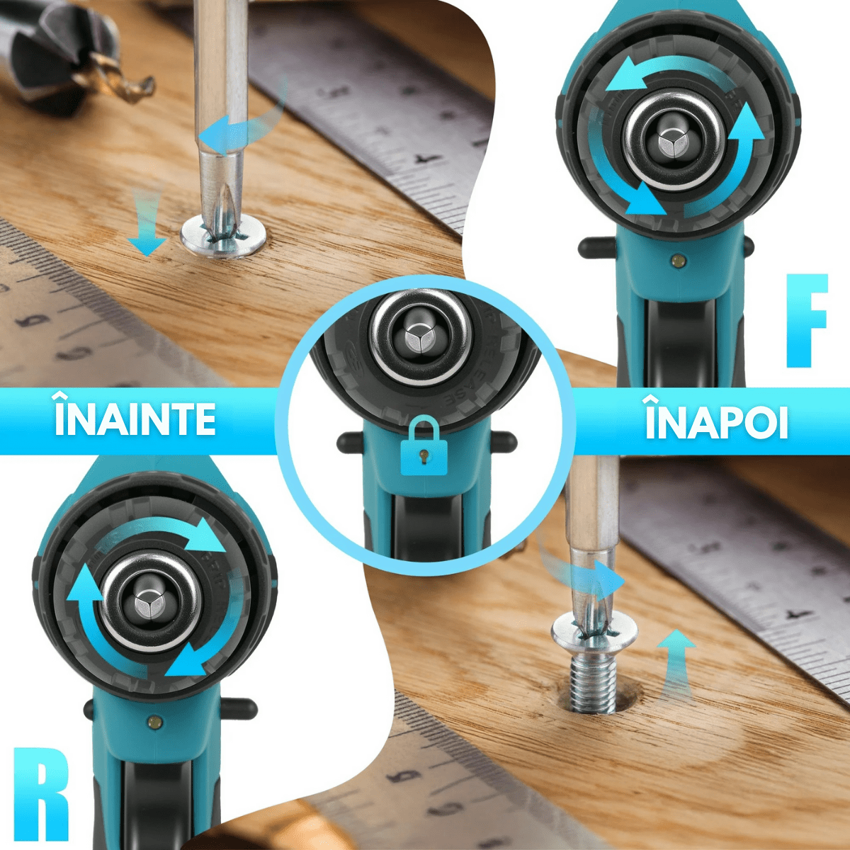 Masina de gaurit si insurubat, Bormasina cu percutie, Cutie cu 25 accesorii, 2 Acumulatori, 2 trepte 350/1350 RPM, Cuplu 32 Nm, Mandrina 10mmsmarrt.robormasina electricaeasyCTRL
