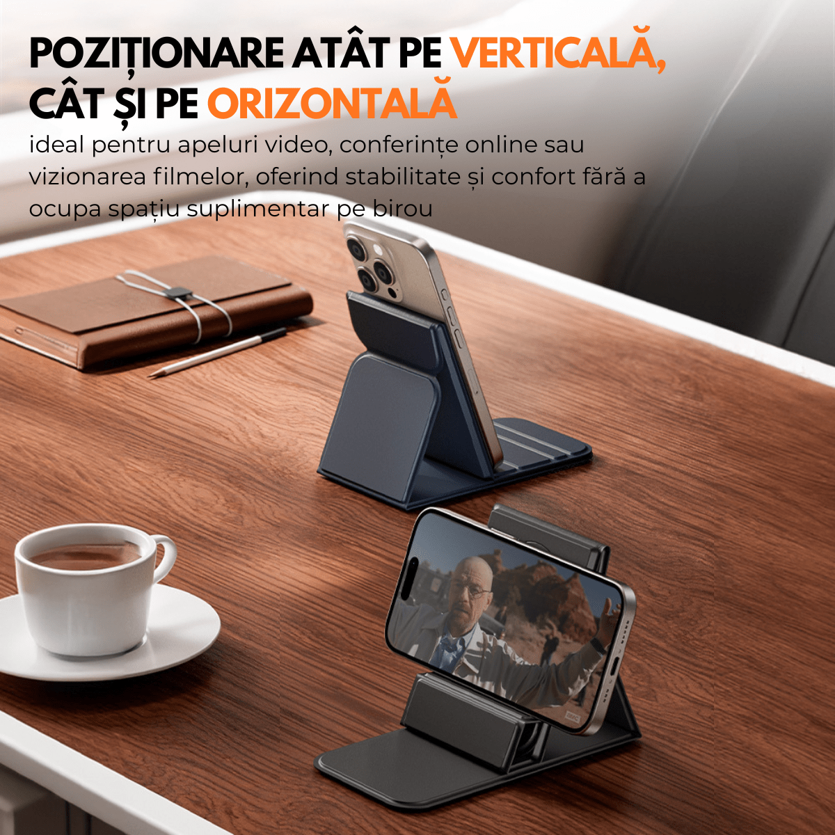 Mousepad cu Incarcator Wireless Pliabil, 2 in 1, 15W, Magsafe, Compatibil iPhone, Samsung, Huawei, Xiaomi, USB - C, Negrusmarrt.roeasyCTRL